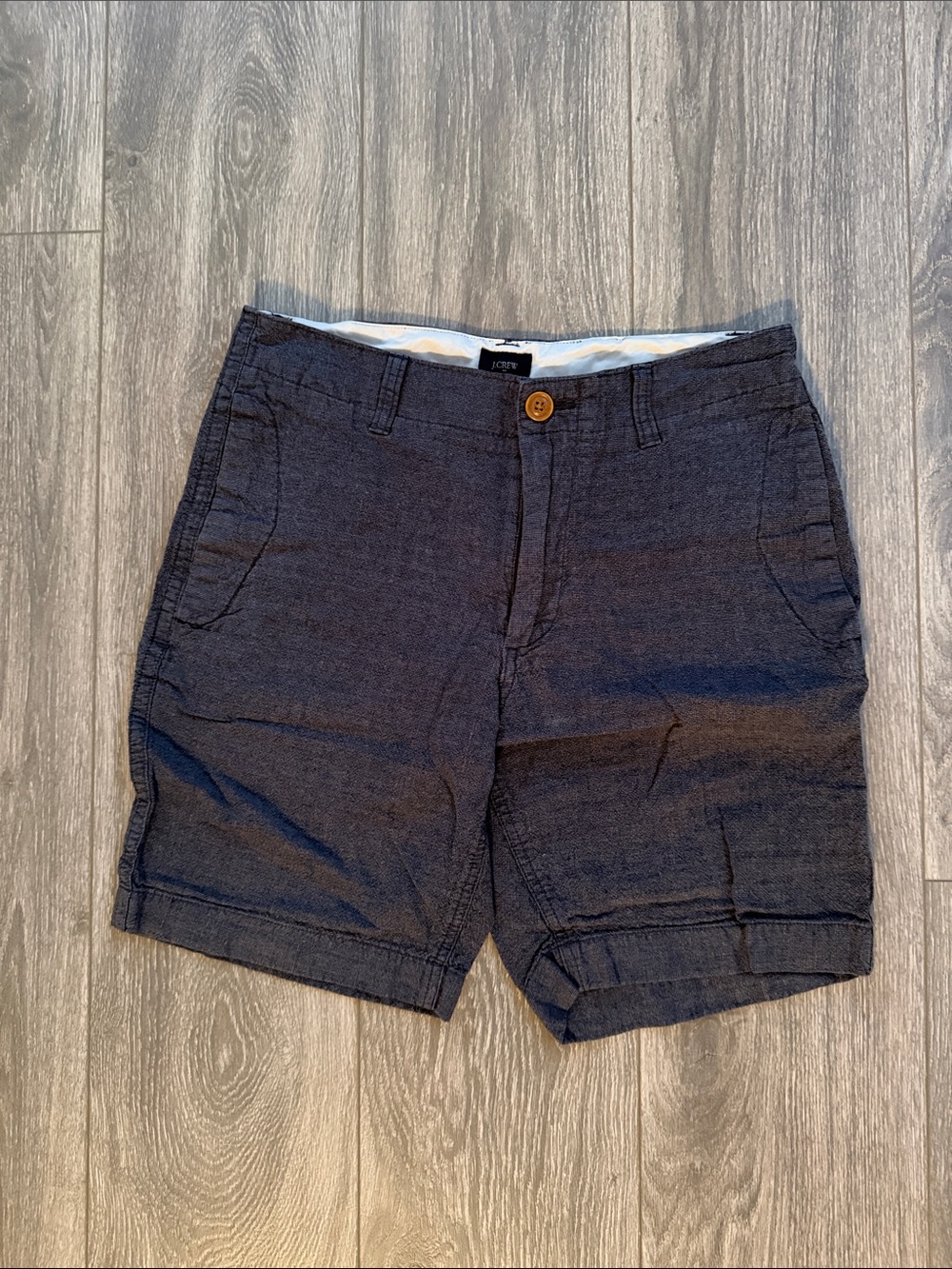 J. Crew - Linen & Cotton Blend Flat Front Shorts in Dark Navy - Size 30